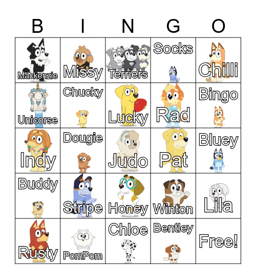 Bluey Bingo Card