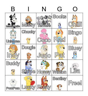 Bluey Bingo Card