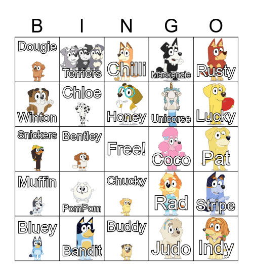 Bluey Bingo Card