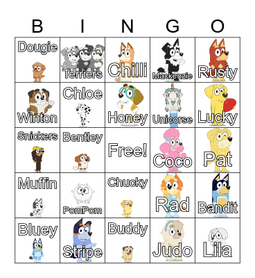 Bluey Bingo Card