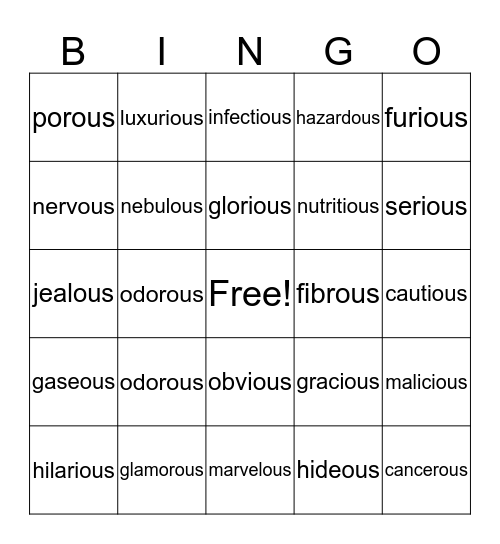 OUS Bingo Card