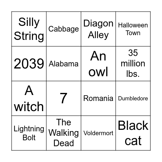 Halloween Bingo Card