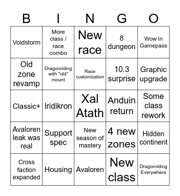 BLIZZCON 2023 Bingo Card