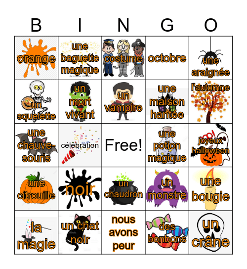Halloween - French Bingo Card