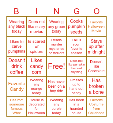 IMA Halloween BINGO Card