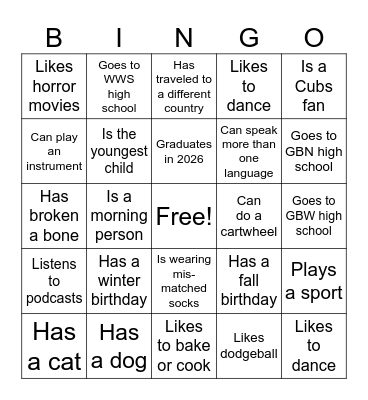 Find someone who... Bingo Card