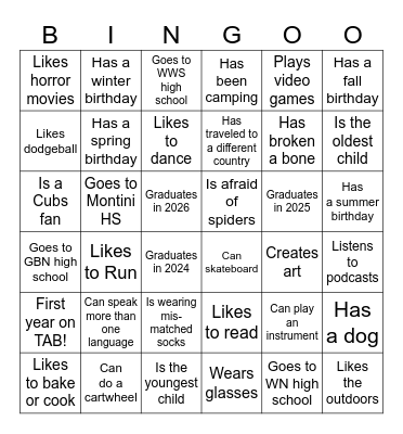 Find someone who... Bingo Card