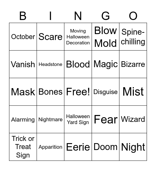 Halloween Bingo Card