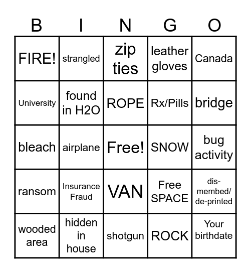 MORBID PODCAST BINGO! Bingo Card