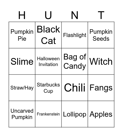 Spooktacular Scavenger Bingo Card