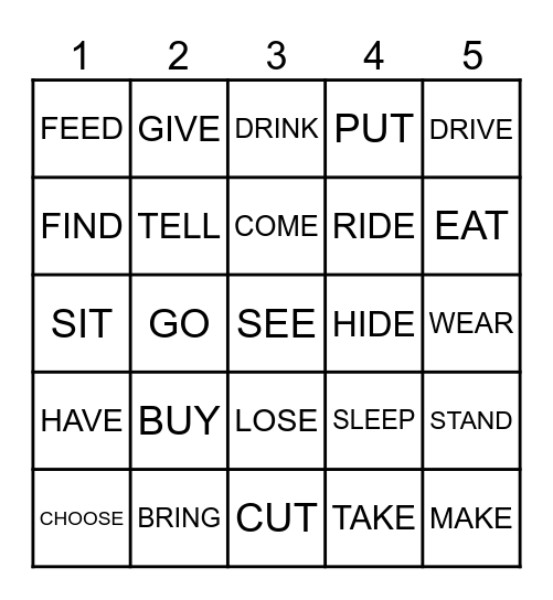 IRREGULAR VERBS Bingo Card