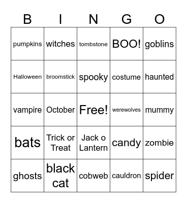 Halloween BINGO Card
