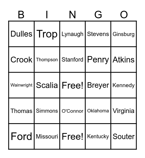 ROPER V SIMMONS Bingo Card