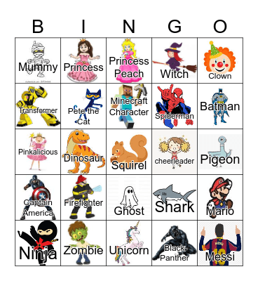 Book Character Costume BINGO Card