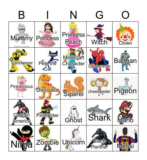 Book Character Costume BINGO Card