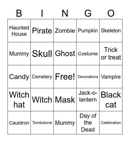 Halloween Bingo Card