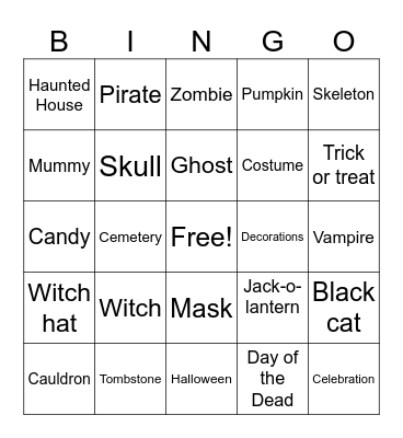 Halloween Bingo Card