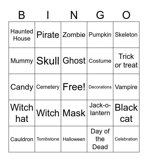 Halloween Bingo Card