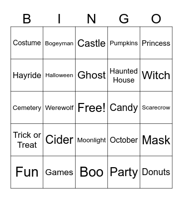Halloween Bingo Card