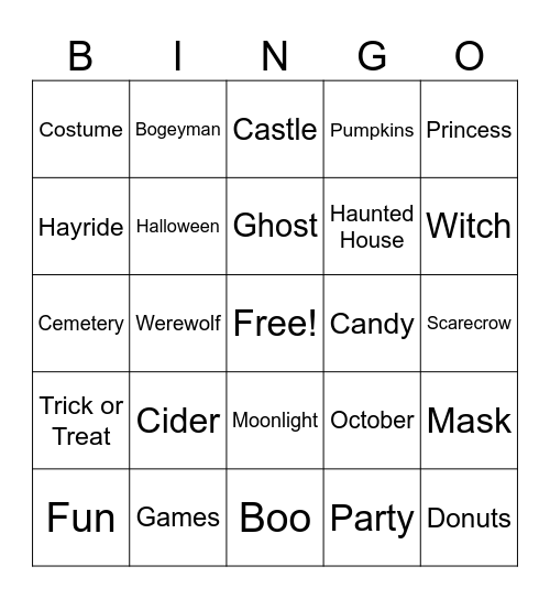 Halloween Bingo Card