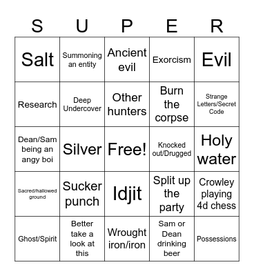 Supernatural Bingo Card