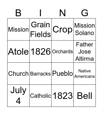 Mission Salono Bingo Card