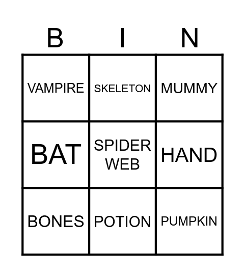 HALLOWEEN BINGO Card