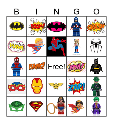 Superhero Bingo Card