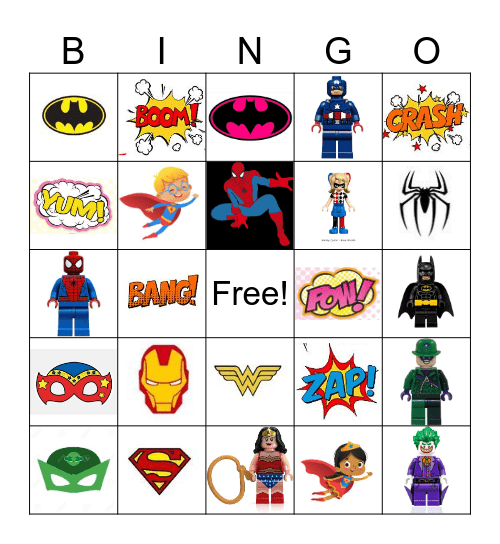 Superhero Bingo Card