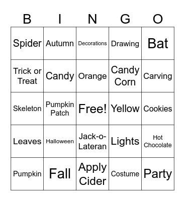 Halloween Bingo Card