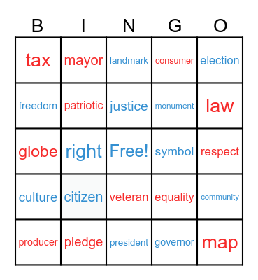 EDUC 381 - Vocabulary Bingo Card