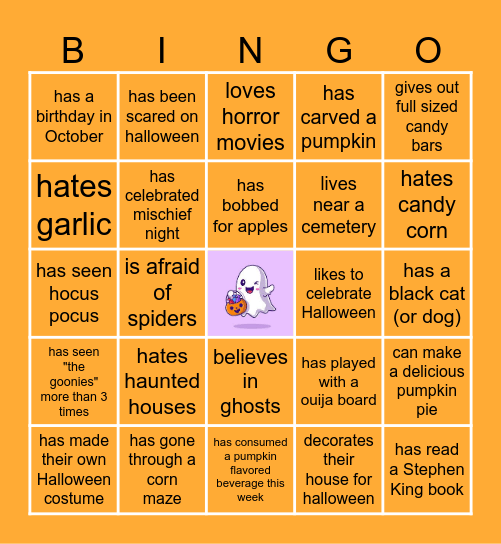 Halloween BINGO Card