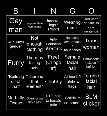 Liberal Class Bingo Card