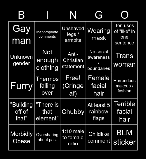 Liberal Class Bingo Card