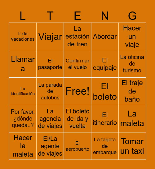 A2U1L1 Vocab #1 Bingo Card