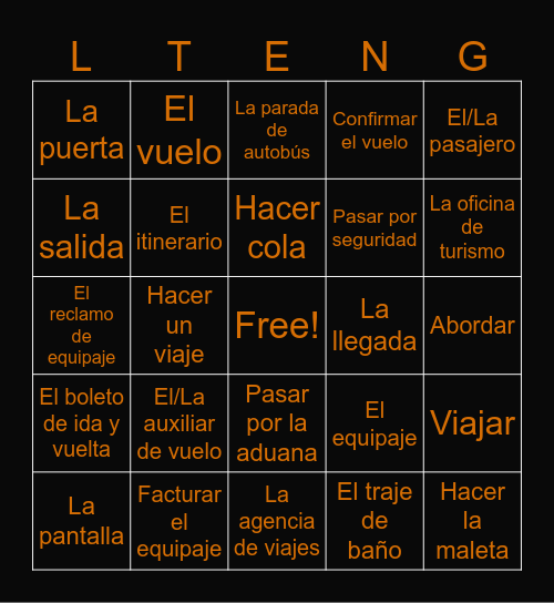 A2U1L1 Vocabulary Bingo Card