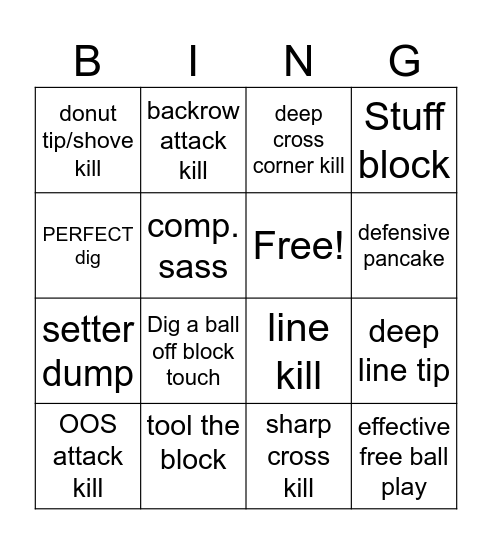 VBALL Bingo Card