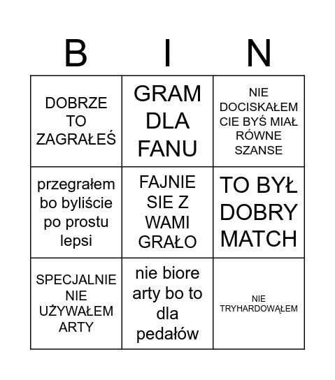 IMPOSSIBLE COH Bingo Card