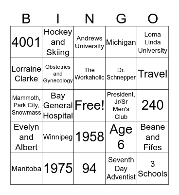 Leroy Miller's Life Bingo Card