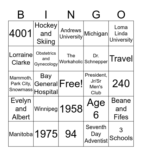 Leroy Miller's Life Bingo Card