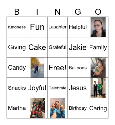 Marty's Birthday Bingo Card