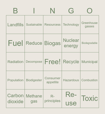 SOLID WASTE DISPOSAL Bingo Card