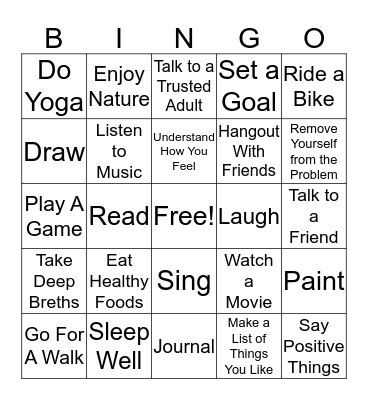 COPING SKILLS BINGO Card