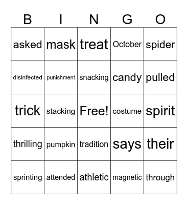 Halloween/Wilson 3.5 Bingo Card