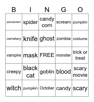 Halloween BINGO Card