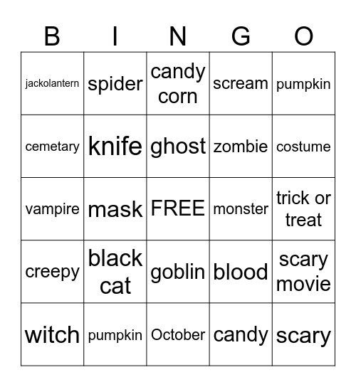 Halloween BINGO Card