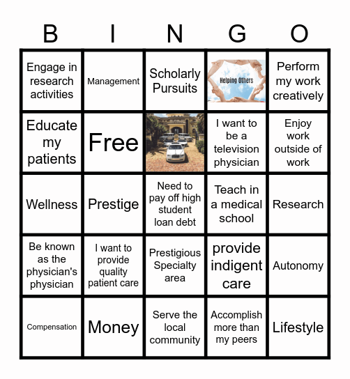 Careers In Medicine BINGO Card