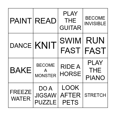 ABILITIES BINGO Card