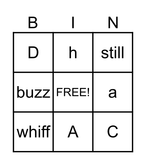 FLOSS Words Bingo Card