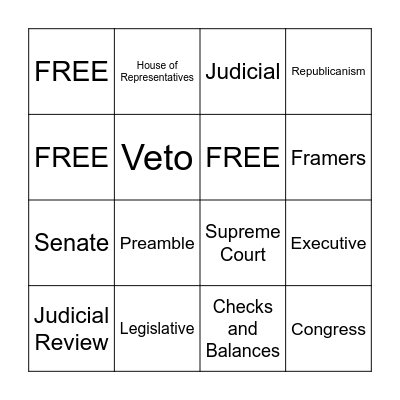 US Government - Objective 2 Bingo Card